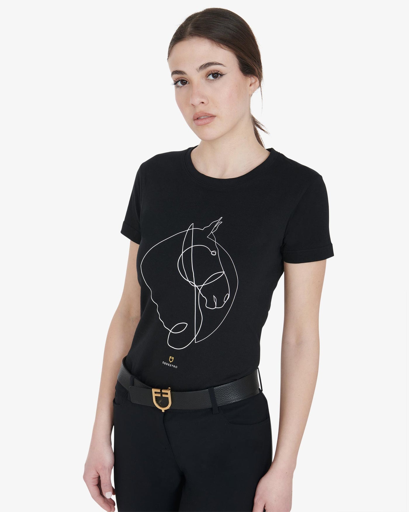 Equestro Women's slim fit t-shirt horse sketch