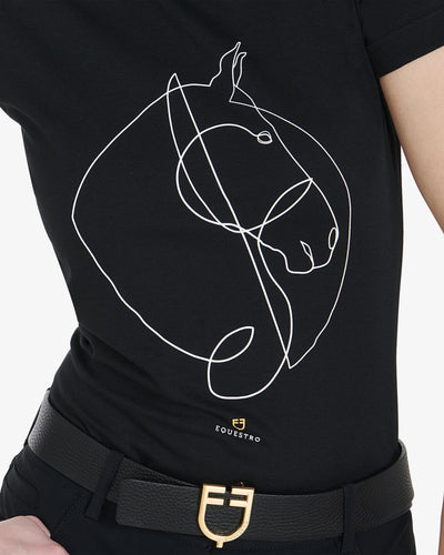 Equestro Women's slim fit t-shirt horse sketch