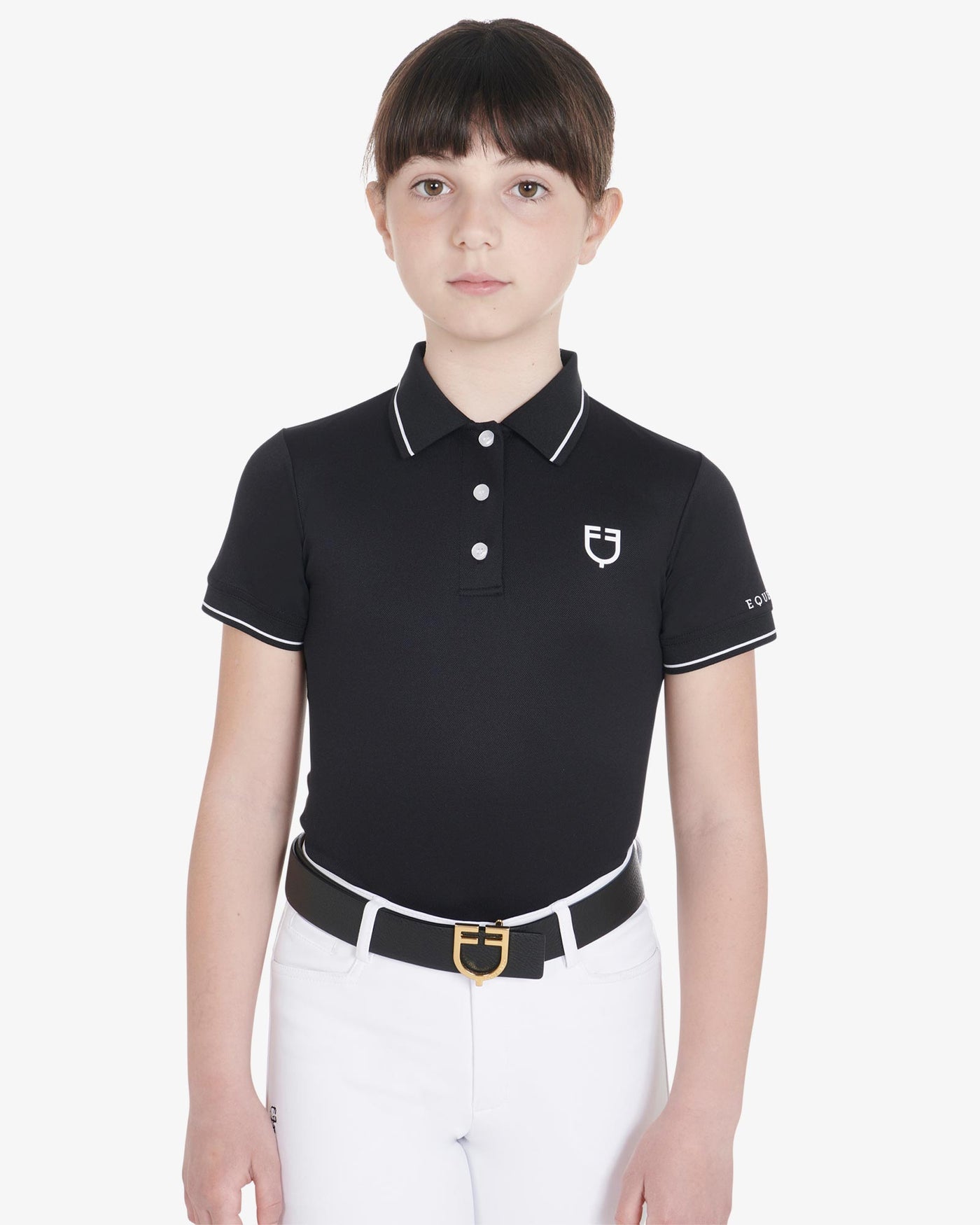 Kids' slim fit polo shirt in antibacterial technical fabric