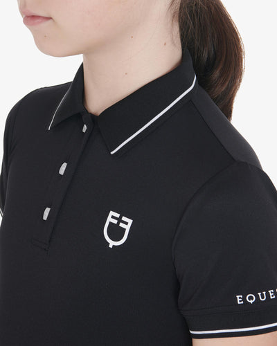 Kids' slim fit polo shirt in antibacterial technical fabric