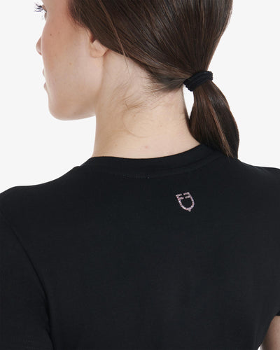 Equestro Women's slim fit t-shirt with glitter logo