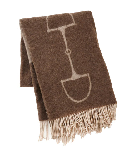 WOOL CASHMERE THROW MUD & BEIGE