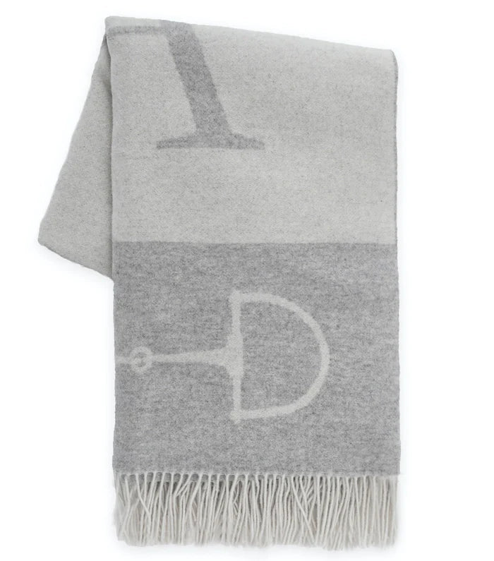 WOOL CASHMERE THROW VERY LIGHT GREY