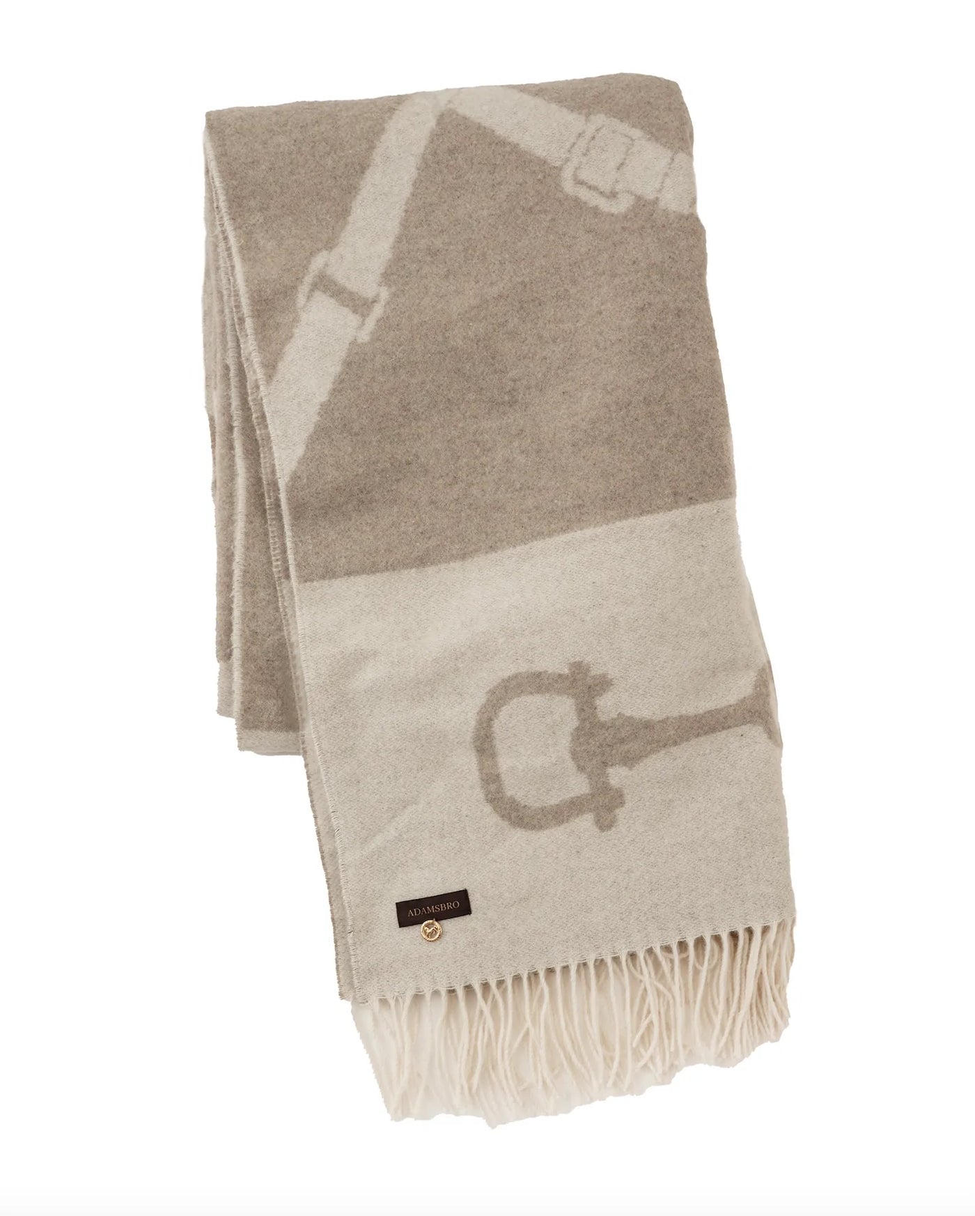 ADAMSBRO WOOL CASHMERE THROW CAMEL & OFF-WHITE