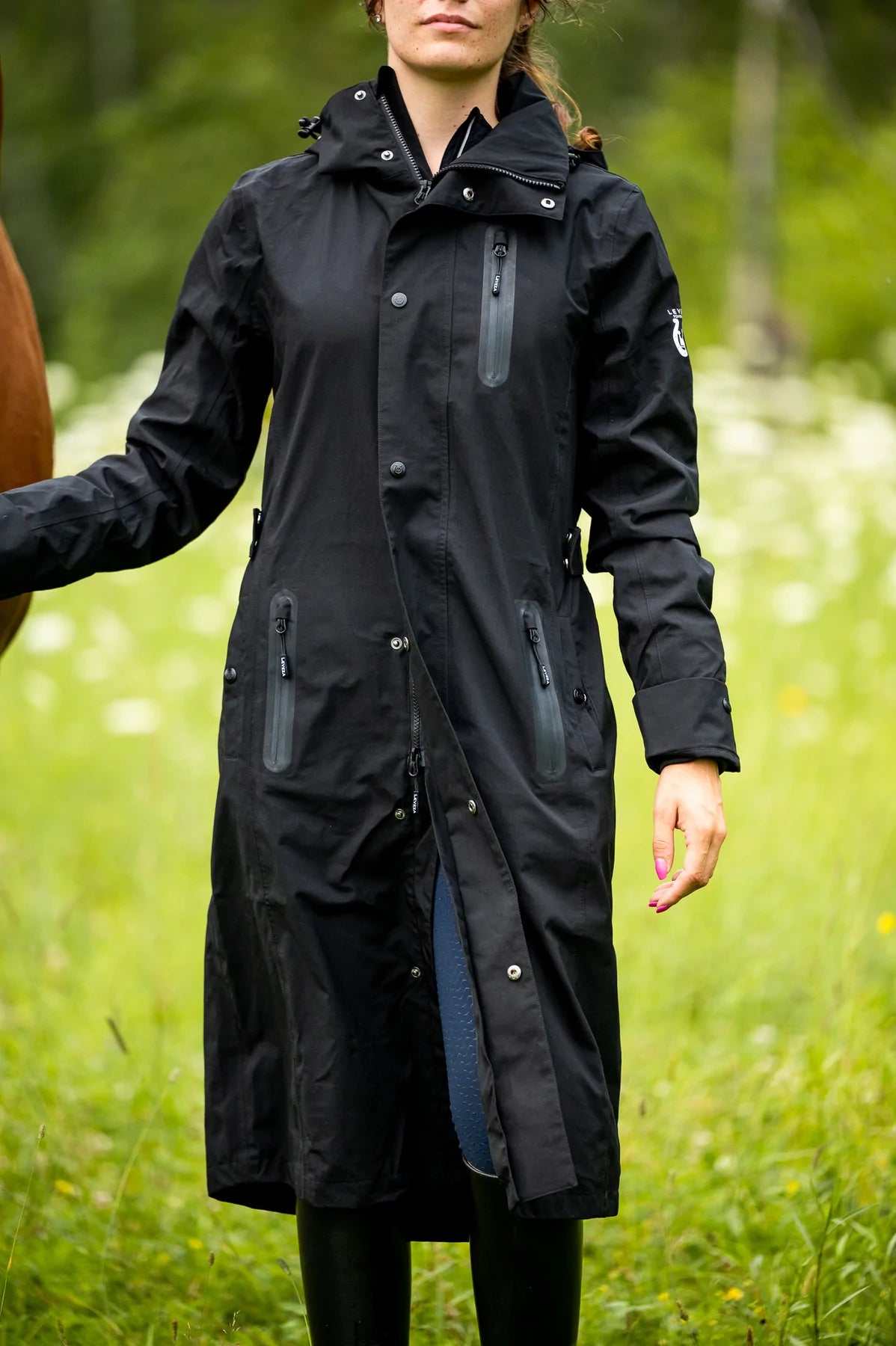 Equestrian long rain jacket