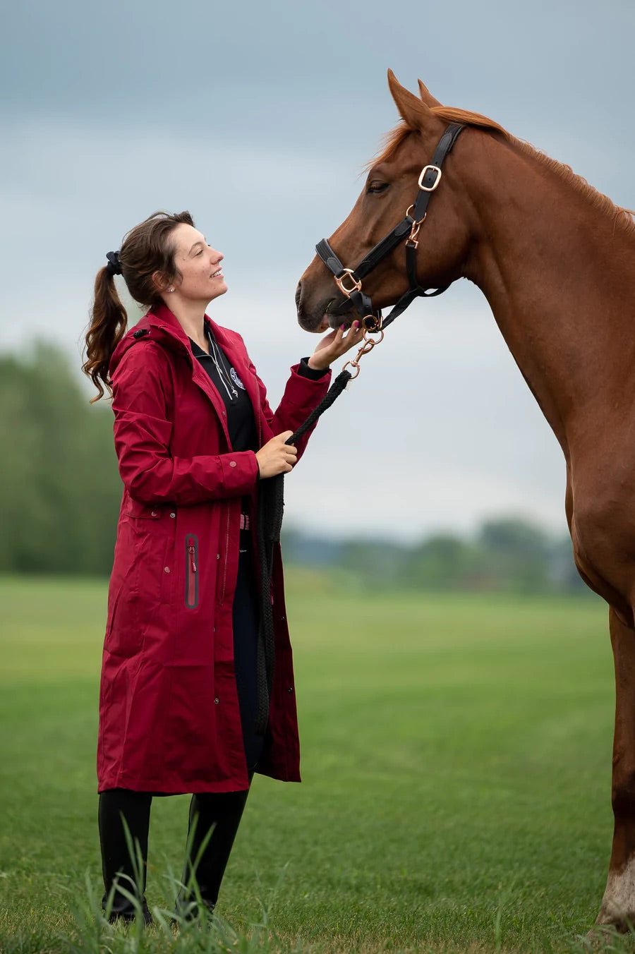 Equestrian long rain jacket