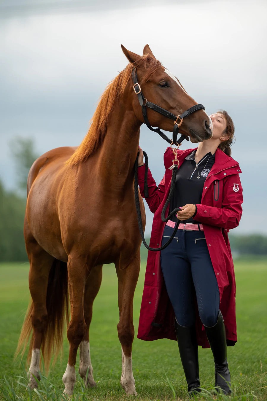 Equestrian long rain jacket
