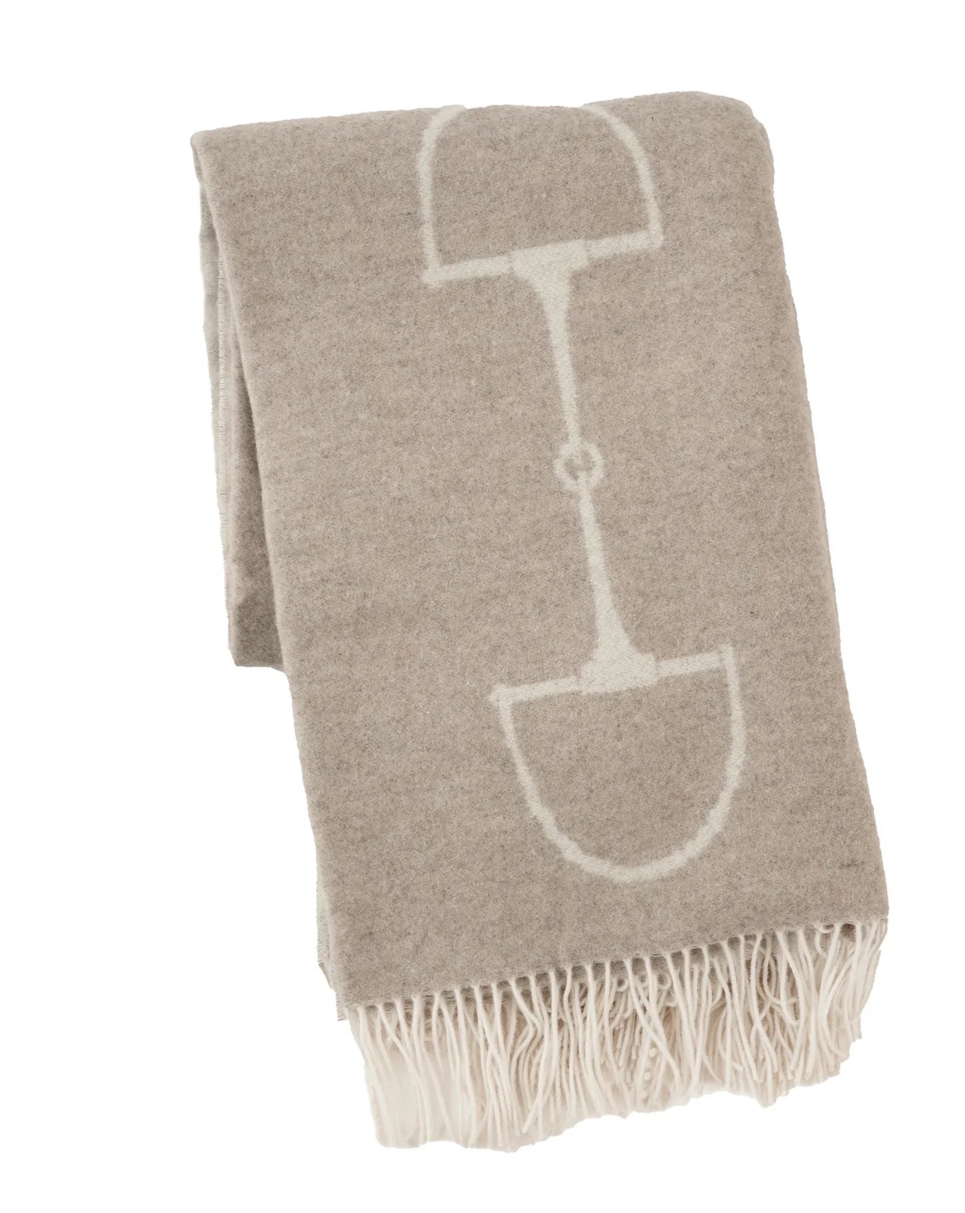ADAMSBRO WOOL CASHMERE THROW CAMEL & OFF-WHITE
