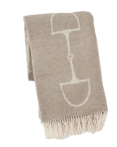 ADAMSBRO WOOL CASHMERE THROW CAMEL & OFF-WHITE
