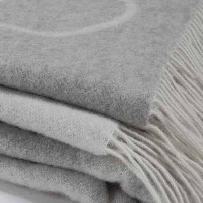 WOOL CASHMERE THROW VERY LIGHT GREY