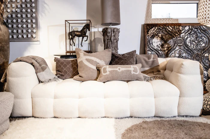 WOOL CASHMERE THROW MUD & BEIGE