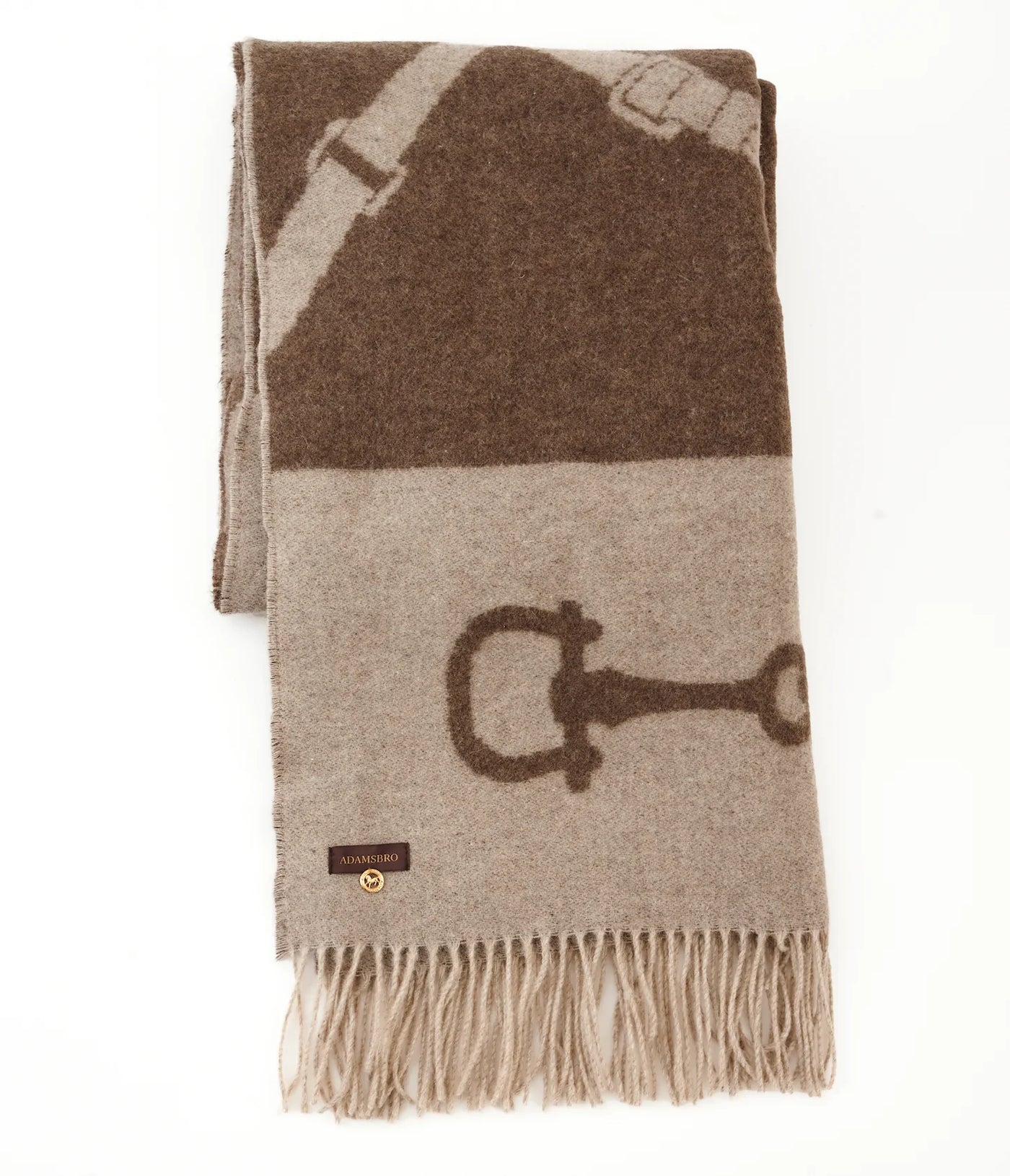 ADAMSBRO WOOL CASHMERE THROW MUD & BEIGE