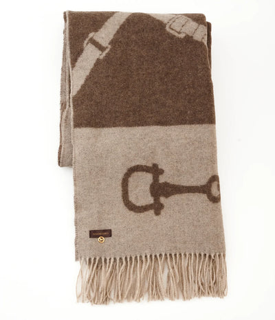 ADAMSBRO WOOL CASHMERE THROW MUD & BEIGE